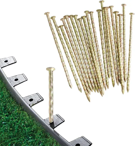 Vista 6 de Paquete de 50/100/150 estacas de jardín de 6 pulgadas, estacas de metal galvanizado dorado macizo no óxido, anclajes en espiral para bordes