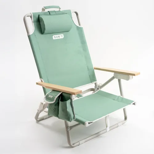 Vista 8 de SUN'Y Escapes - Silla de playa tipo mochila, fabricada con plásticos encuadernados al océano, personalizable con accesorios MOLLE, ultraligera