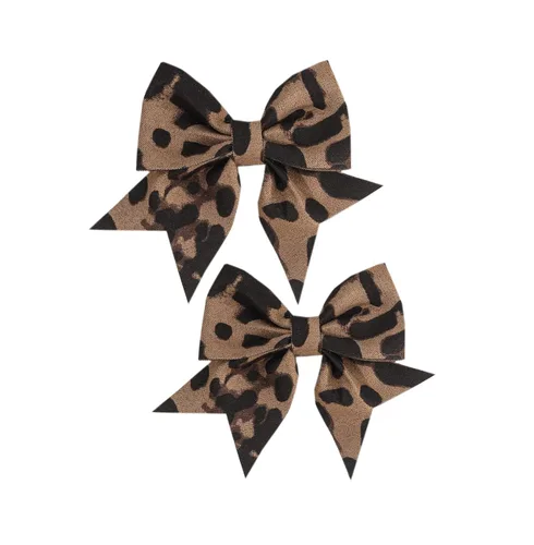 Vista 4 de Bebé Niñas Leopardo Bow horquilla Niñas Leopardo Arco Accesorios para el Cabello para Mujeres.(FJ65) (2)