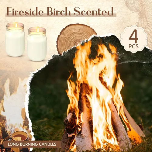 Vista 3 de Mtlee Paquete de 4 velas de soja en tarro Mason de 12 onzas con aceites 60