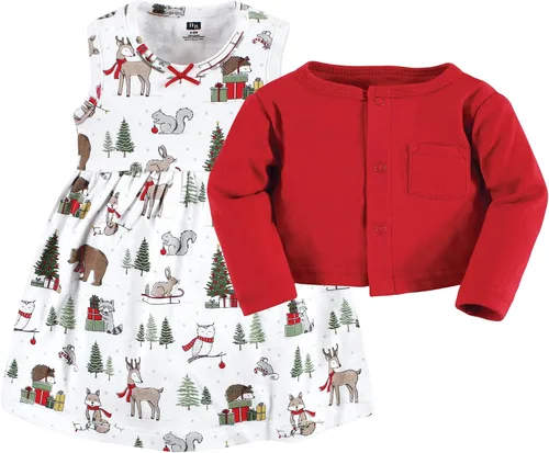 Vista 3 de Hudson Baby - Conjunto de vestido y cárdigan de algodón para niña