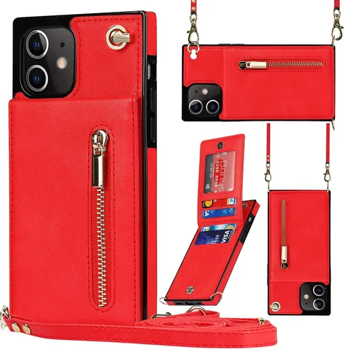 Vista 10 de Funda compatible con iPhone 12 Pro Max de 6.7 pulgadas, bolso de bolsillo, correa de hombro, elegante funda protectora para iPhone 12 Pro Max