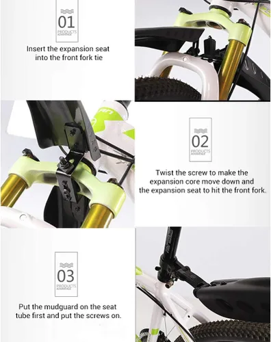 Vista 4 de Enfudid Juego de guardabarros para bicicleta de montaña, guardabarros traseros para bicicletas de carretera