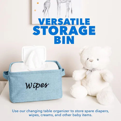 Vista 3 de Dejaroo - Cestas para organizar toallitas y artículos esenciales para recién nacidos, organizador de pañales y toallitas, regalos bordados para baby