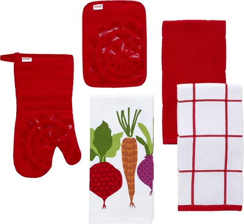 Vista 9 de T-fal Textiles Toalla de cocina de algodón tejido con estampado de doble cara, 16 x 26 pulgadas, estampado de verduras