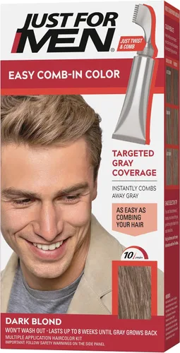 Vista 10 de Solo para hombres Auto Stop, tintura química para el cabello, 1, Dark Blond and Light Brown Easy Comb-In Color dark blond patented no-mix formula