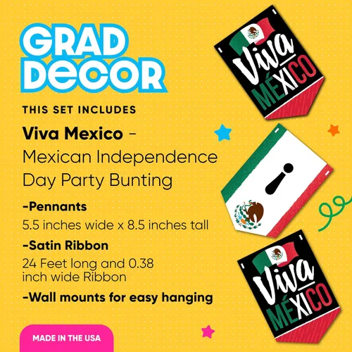 Vista 2 de Big Dot of Happiness Viva Mexico - Banderines para fiesta del Día de la Independencia mexicana - Decoraciones para fiestas - Viva México