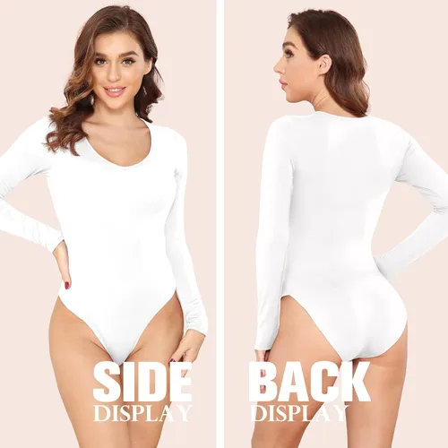 Vista 4 de LAOLASI Body para mujer con cuello en V 2022, ajustado, casual, extensor