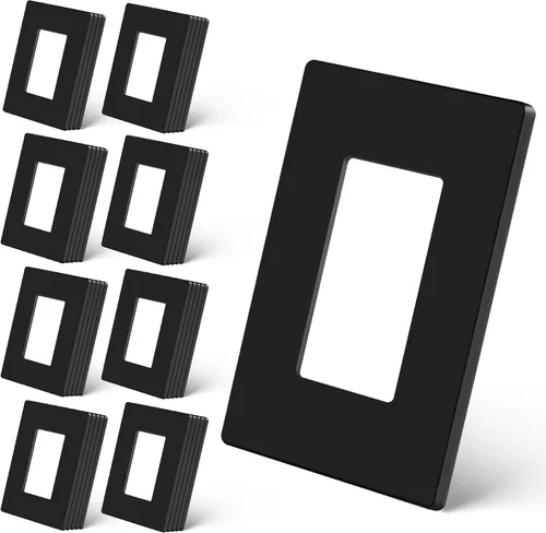 Vista 10 de CML Placa de Pared Decorativa Negra de 4 Posiciones Sin Tornillos, Paquete de 4 Placas de Interruptor de Luz y Cubierta Frontal para Receptáculo