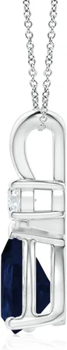 Vista 79 de Angara Colgante de lágrima de zafiro azul natural con diamante en plata/oro macizo de 14 quilates/platino Cumpleaños, compromiso, aniversario