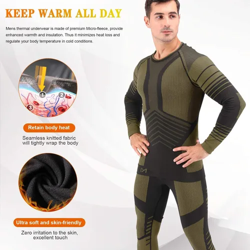 Vista 2 de MeetHoo Conjunto de ropa interior térmica para hombre, equipo de invierno, capa base, pantalones largos