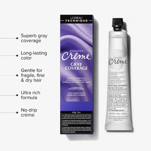 Vista 3 de L'Oréal Technique Excellence Crème Permanent Hair Color Long-Lasting Hair Dye Rich Formula with No-Drip Application Superb Gray Coverage For