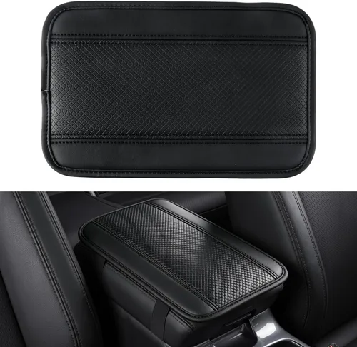 Vista 18 de Amiss Funda para consola central de automóvil, cojín de reposabrazos de automóvil de cuero mejorado con 2 bolsillos de almacenamiento, almohadilla