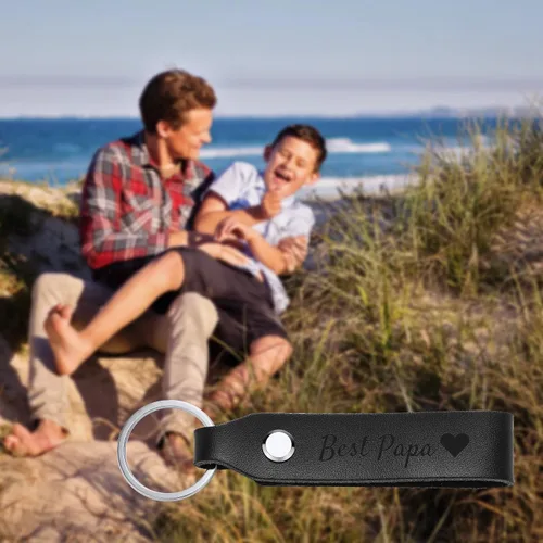 Vista 6 de OTXIXTO Llavero de cuero personalizado, regalos para papá, mamá, marido, esposa, nombre, fecha, grabado, accesorios para hombres y mujeres
