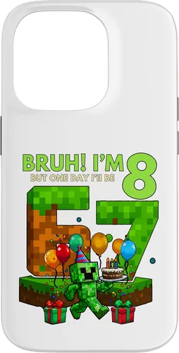 Vista 17 de Bruh I'm 8 But One-Day I'll Be 67 Retro 8th Birthday Kids Case for iPhone 17