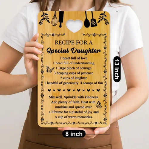 Vista 8 de Regalo para hija, tabla de cortar decorativa de bambú, regalos de cocina para tablas de quesos de Navidad, regalo único de cumpleaños, tabla