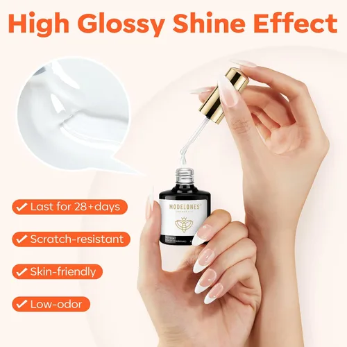 Vista 5 de modelones Gel Base Top Coat Set 3 Pcs with 3-in-One Nail Dehydrator & Primer Nourishing Acid Free Dehydrator Nail Prep Kit for Gel Nail Polish