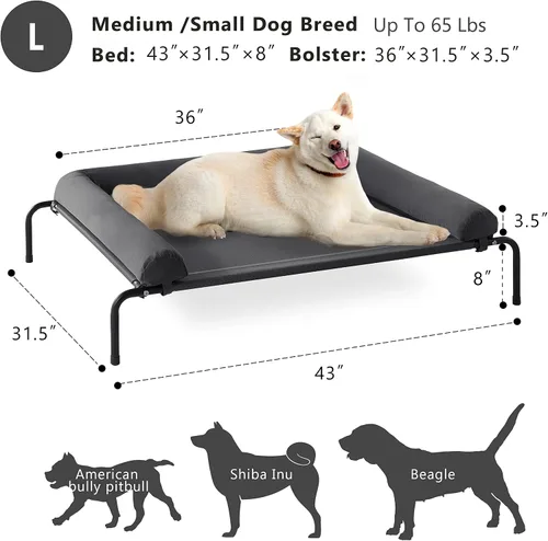 Vista 4 de WESTERN HOME Cama Elevada Refrescante para Perros Grandes, Cama Elevada Portátil para Interiores y Exteriores con Malla Transpirable, Hamaca/Catres