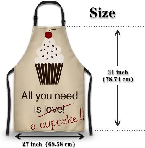 Vista 2 de Delantal de hornear para hombres, All You Need Is a Cupcake Craft Delantales para mujeres para cocina, cocina, restaurante, barbacoa, pintura
