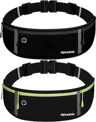 Vista 13 de Cinturón delgado para correr, soporte para teléfono de 3 bolsillos para correr, caminar, andar en bicicleta, riñonera impermeable para mujeres