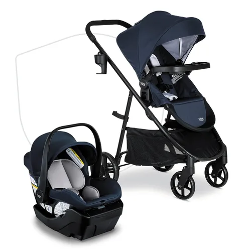 Vista 10 de Sistema de viaje para bebé Britax Willow Brook, conjunto de asiento de coche y cochecito con base Aspen, tecnología ClickTight, sistema RightSize