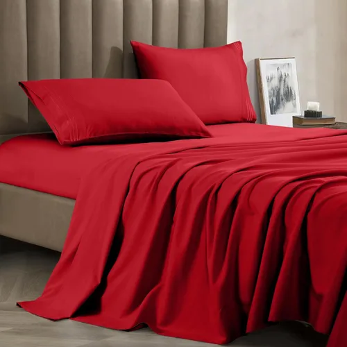 Vista 24 de CELINE LINEN Juego de sábanas de microfibra de 4 piezas prémium de calidad hotelera 1800, resistente a las arrugas - Ropa de cama de lujo ultra