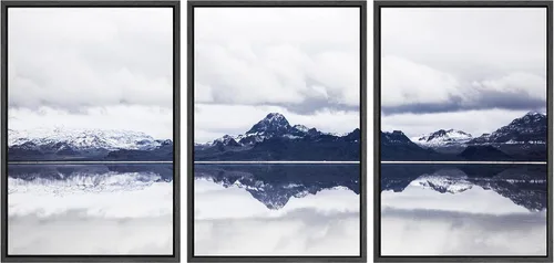 Vista 128 de SIGNWIN Lienzo enmarcado para pared, juego de arte tranquilo con reflejo de lago, acuarela, montaña y agua, ilustraciones modernas, arte abstracto