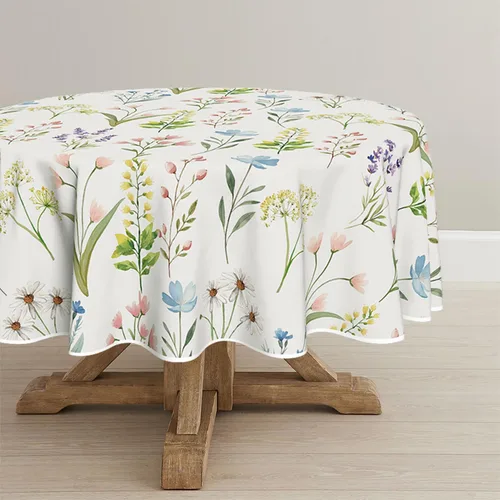 Vista 8 de Horaldaily Mantel rectangular de primavera de 52 x 70 pulgadas, diseño de flores silvestres, hierbas florales, elegante, lavable, para fiesta