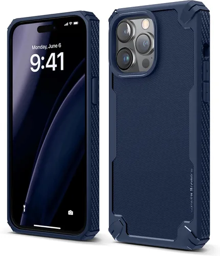 Vista 8 de Elago Armor - Funda para iPhone 14 Pro Max de 6.7 pulgadas, protección contra caídas de grado militar, textura de fibra de carbono resistente, Negro