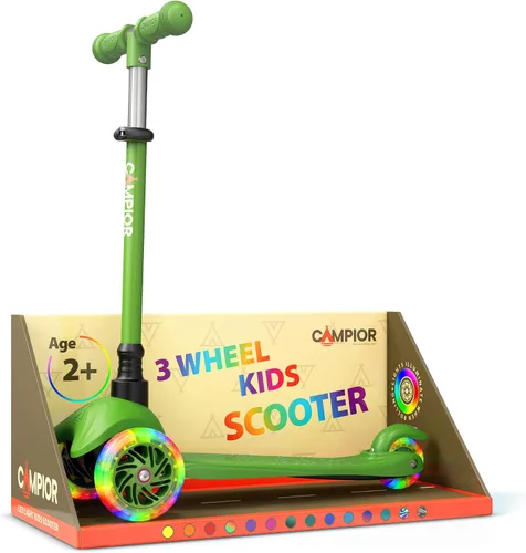 Vista 16 de Mini scooter negro de 3 ruedas para niños, inclinado para dirigir con ruedas con luces LED, manubrio ajustable, cubierta antideslizante ancha