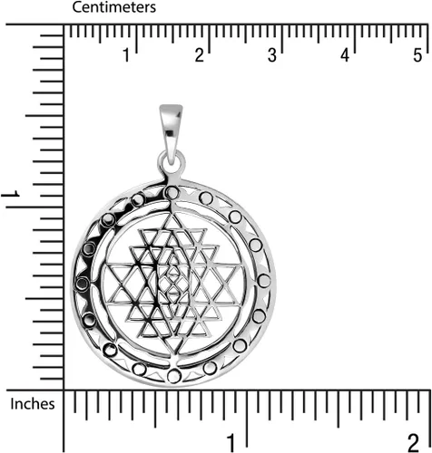Vista 3 de WithLoveSilver - Colgante de plata de ley Sri Yantra Sri Chakra Geometría Sagrada Talismán, Plata esterlina