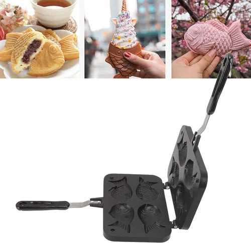 Vista 3 de Taiyaki Fish Shape Cake Maker antiadherente Taiyaki Doble Hornear Pan Waffle Hornear