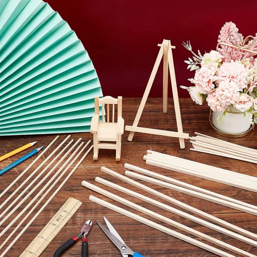 Vista 5 de OLYCRAFT 60 varillas de madera Tung de 12 pulgadas de largo, tiras de madera sin terminar, tiras cuadradas para manualidades, manualidades, Media