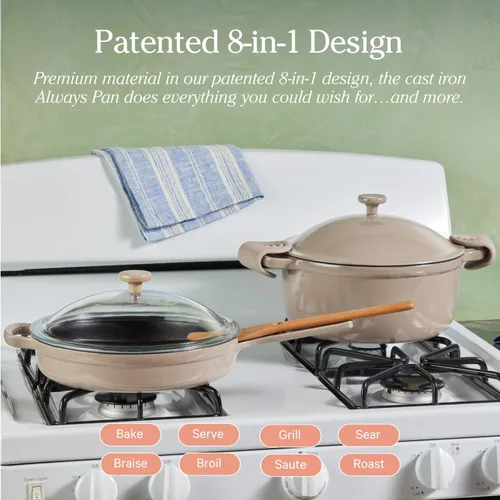 Vista 7 de Our Place Sartén de hierro fundido Always Pan Superficie esmaltada de alta calidad, libre de toxinas, sistema de utensilios de cocina Steam