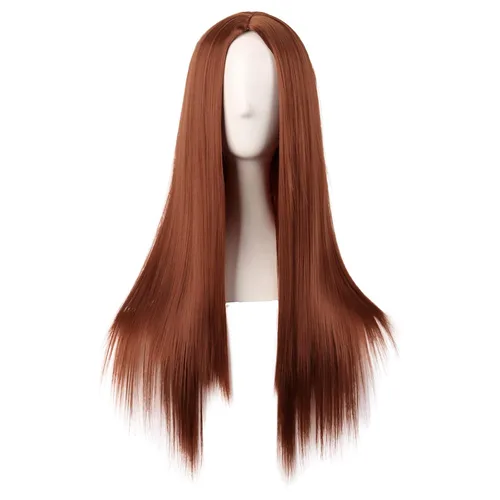 Vista 14 de MapofBeauty - Peluca sintética larga especial para mujer, de 28 pulgadas (70 cm), cabello lacio, color negro