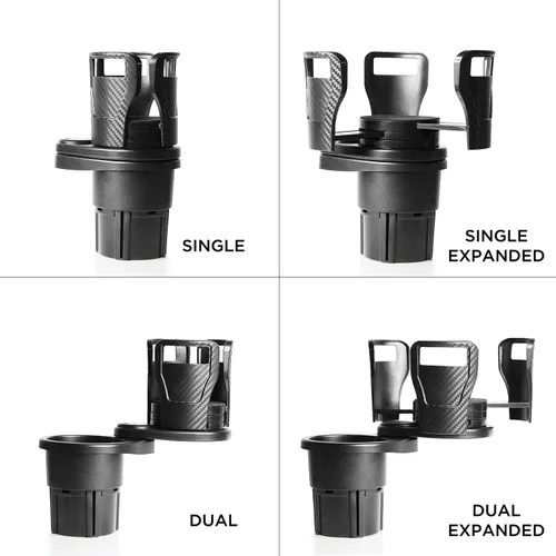 Vista 4 de Limitless Dual CupStation - Portavasos expandible 2 en 1 con base giratoria de 360°, color negro