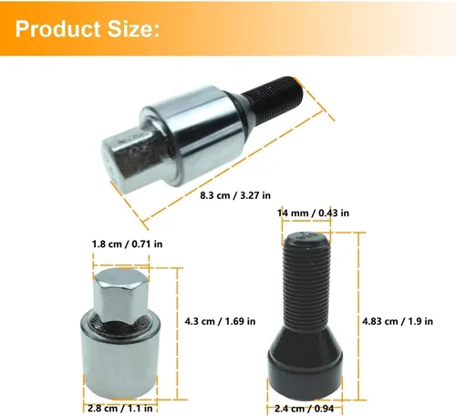 Vista 5 de Cheriezing 36136792851 Cerraduras Antirrobo para Perno de Espárrago de Rueda 14 x 1.25MM con 1 Llave Compatible con E70 E71 F10 F30 F22 F32 G11 F01