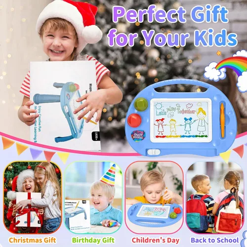 Vista 3 de Juguetes para niños pequeños, juguetes para niños de 1 a 2 años, tablero de dibujo magnético, tablero de garabatos borrable para niños, juguetes