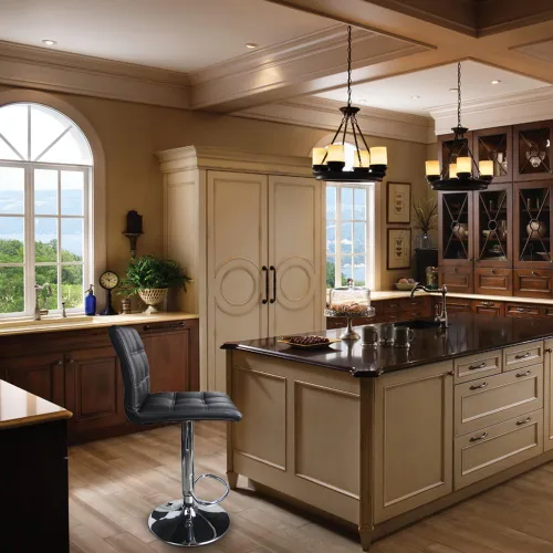 Vista 6 de Leopard - Taburetes de bar ajustables de piel sintética moderna con respaldo, juego de 3, taburetes giratorios de altura de mostrador, taburetes