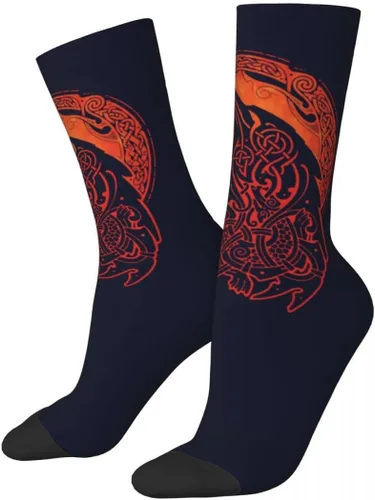 Vista 2 de Viking Fenrir - Calcetines deportivos para hombre, calcetines deportivos negros de lobo nórdico para 9-12, calcetines deportivos cómodos