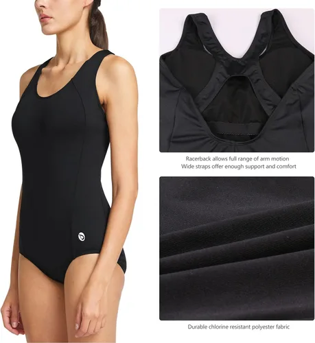 Vista 4 de BALEAF Women's Conservative Athletic Racerback One Piece Training Bathing Suit