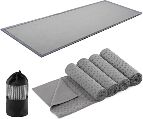 Vista 7 de Breling Paquete de 4 toallas de yoga, toalla de yoga caliente de 72 x 24 pulgadas, tapete de microfibra antideslizante con puntos de agarre, ultra