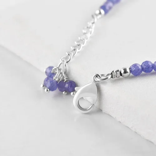 Vista 63 de Natural Gemstone Micro Beads Dainty Bangle Bracelet, Handmade Birthstone Jewelry, Healing Chakra Crystals, Silver Plated 8 inch, Birthday Gift for