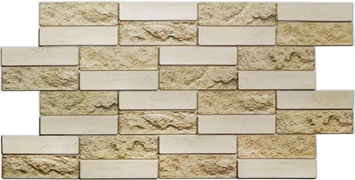 Vista 3 de Dundee Deco PG7062 - Ladrillo sintético beige, 3.2 x 1.6 pies, panel de pared 3D de PVC, decoración de paneles de pared de diseño interior, 5.2 pies