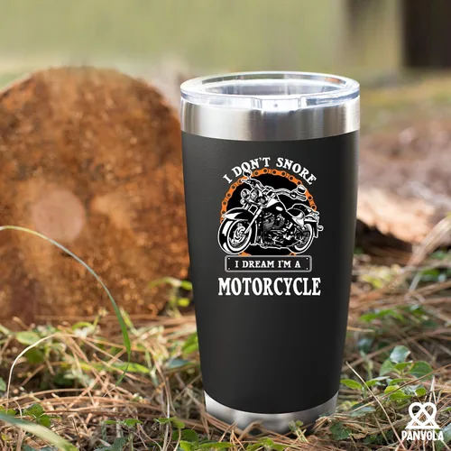 Vista 6 de Panvola No ronco, sueño que soy una moto Taza de acero inoxidable para motociclistas, regalo para papá, esposo, novio, tío, taza de viaje