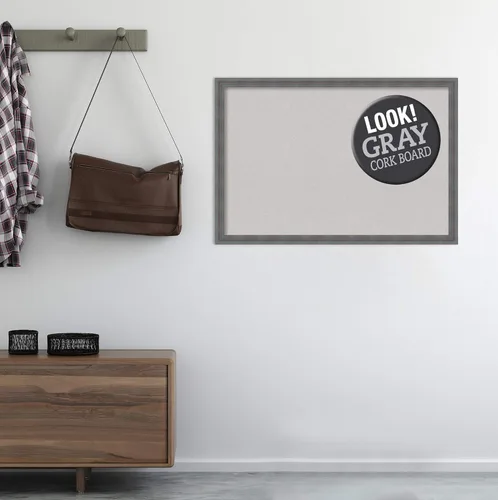Vista 6 de Amanti Art Tablero de corcho gris para pared (38 x 26) con marco de madera azul rústico Dixie, tablero de corcho grande para oficina, tablero