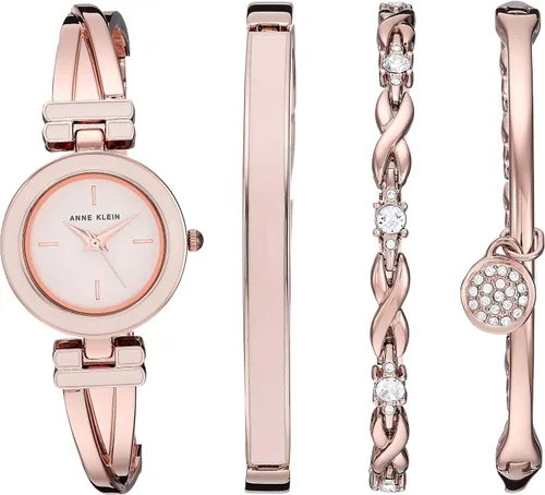 Vista 6 de Anne Klein - Juego de reloj de brazalete para mujer y pulsera acentuada con cristales premium
