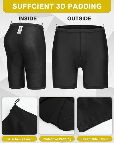 Vista 3 de Dizoboee Pantalones cortos de ciclismo acolchados para niños, pantalones cortos de ciclismo de montaña con relleno, ajuste holgado