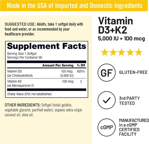 Vista 25 de NatureWise Vitamina D3 1000UI + K2 (MK7) 100mcg con aceite de coco orgánico extra virgen - Apoya la absorción de calcio, la salud ósea e inmune