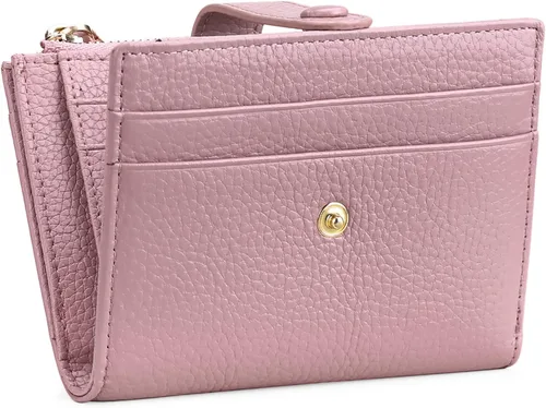 Vista 14 de FALAN MULE - Carteras pequeñas para mujer con bloqueo RFID, piel auténtica, cartera plegable delgada con cremallera y monedero para monedas